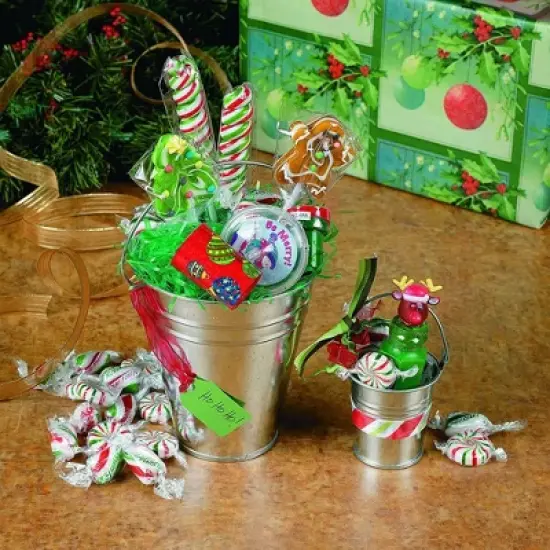 Fun Express Metal Large Galvanized Pails-5" x 4.5" Silver  Pack of 12  Buckets, 4 1/2" diam. x 5" image {8}