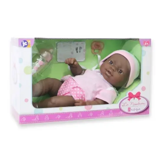 JC Toys La Newborn 12" African American All Vinyl Nursery Gift Set Doll image {2}