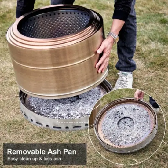 19" Smokeless Fire Pit,Stainless Steel Outdoor Fireplaces with Protective Cover image {4}