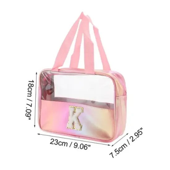 Unique Bargains Women's Clear Letter K Makeup Bag Pink 1 Pc image {2}