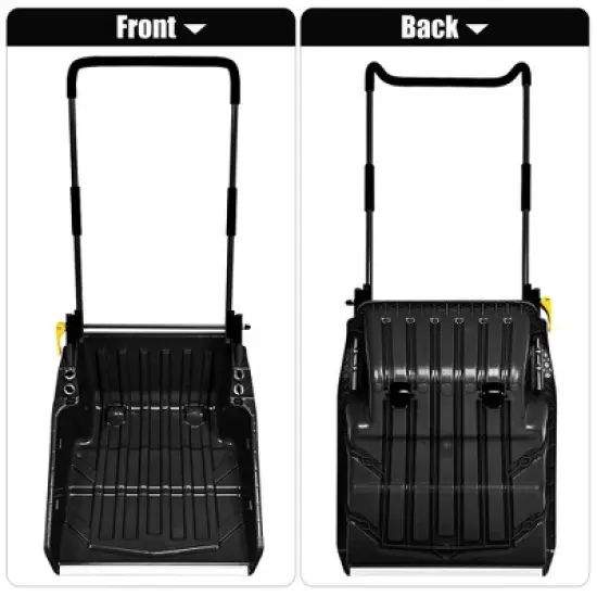 Costway 24'' Folding Poly Snow Shovel Snow Pusher w/Wheels U-Shape Handle image {9}