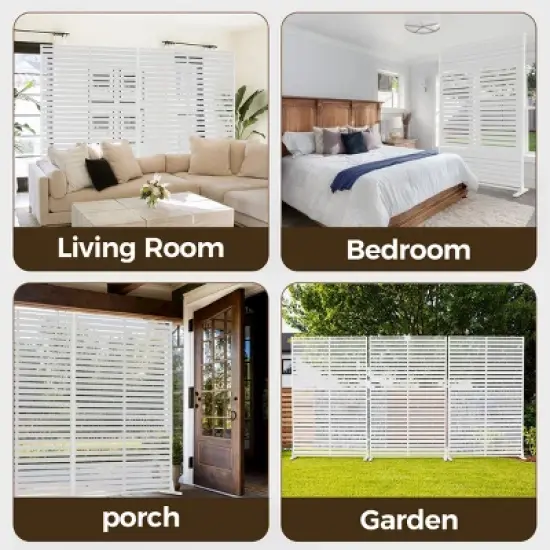 Syemin Patio Decorative Screens Outdoor Privacy Screen 6-Piece Outdoor Privacy Screens and Panel Outdoor Decorative Fence, White, 45.47"*15.75"*72.05" image {4}