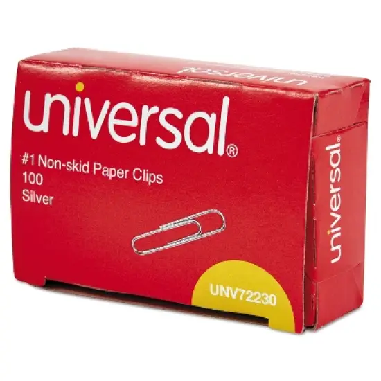 Universal Nonskid Paper Clips Wire No. 1 Silver 1000/Pack 72230 image {2}