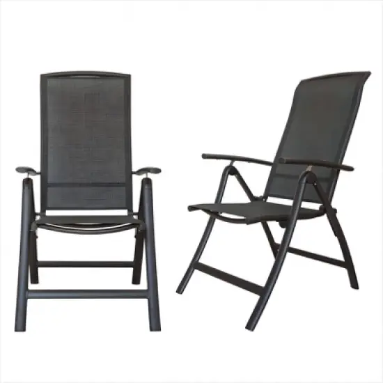 Gulches Folding Patio Chairs Set of 2, Aluminium Frame Lawn Chairs with Adjustable High Backrest(Textilene Fabric,2 Chairs) image {6}