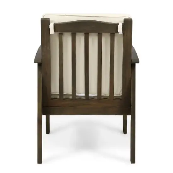 FIONECA Patio Acacia Wood Outdoor Furniture Set &uml;C 2 Club Chairs with Cream Cushions & Foldable End Table, Garden Patio Deck (Grey Finish) image {13}