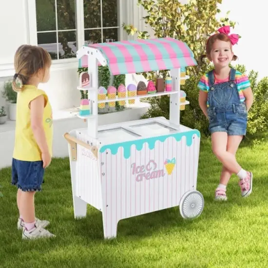 Costway Kid's Ice Cream Cart Food Trunk Play Toy Set with Display Rack & Accessories image {2}