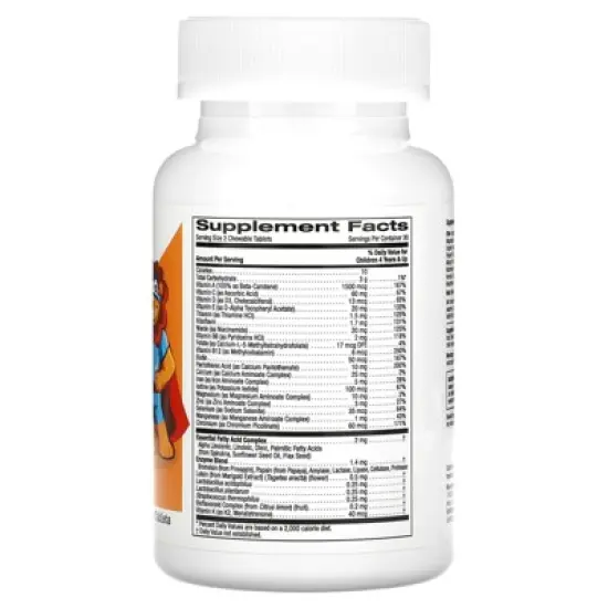California Gold Nutrition Chewable Multivitamins with Probiotics & Enzymes for Children, Assorted Fruit, 60 Vegetarian Tablets image {1}