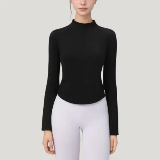 Anna-Kaci Active Women's Long Sleeve Active Top with Half Zip Front and Slim Fit Design image {8}