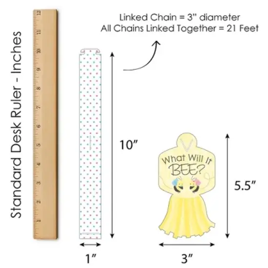 Big Dot of Happiness What Will It Bee - 90 Chain Links and 30 Paper Tassels Decoration Kit - Gender Reveal Paper Chains Garland - 21 feet image {6}