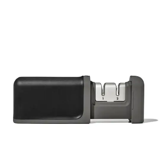 OXO Knife Sharpener: Manual Stainless Steel & Ceramic, Tungsten Carbide, Black, Lifetime Warranty, 5.39" Length image {10}