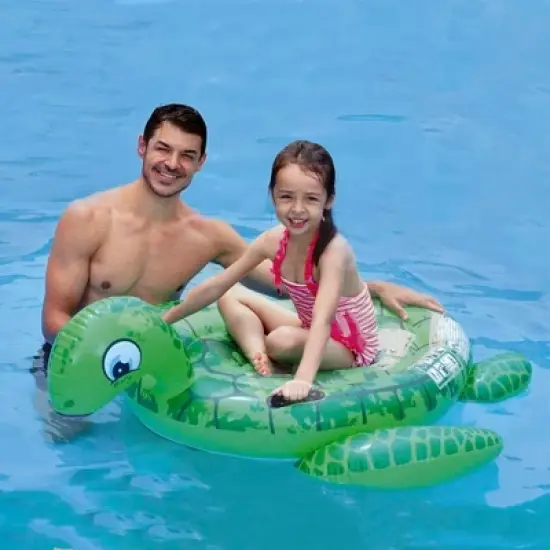 Pool Central 4.5' Inflatable Green Sea Turtle Pool Float with Handles image {1}