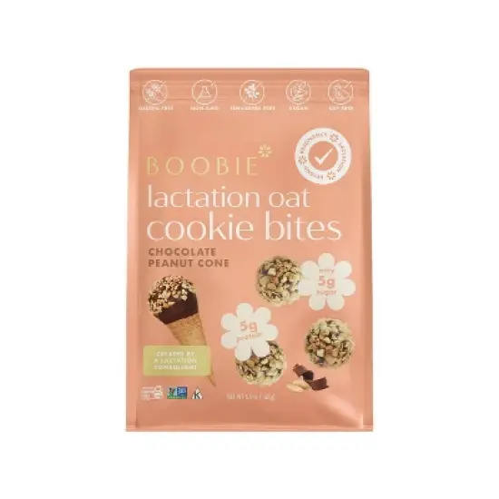 Boobie Lactation Oats Cookie Bites - Chocolate Peanut Cone - 6oz image {8}