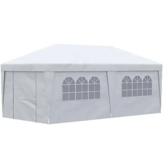 Resenkos Backyard Garden Canopy, Camping Canopy Screen Tent,10' x 19.5' Pop Up Canopy Tent w/ Sidewalls, Leg Weight Bags, Wheeled Carry Bag, White image {10}