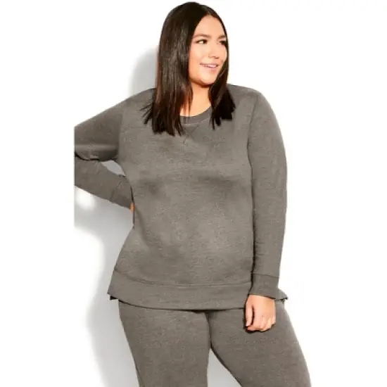 Women's Plus Size Hi Lo Sweat Top - Gray Marle |  AVENUE image {4}