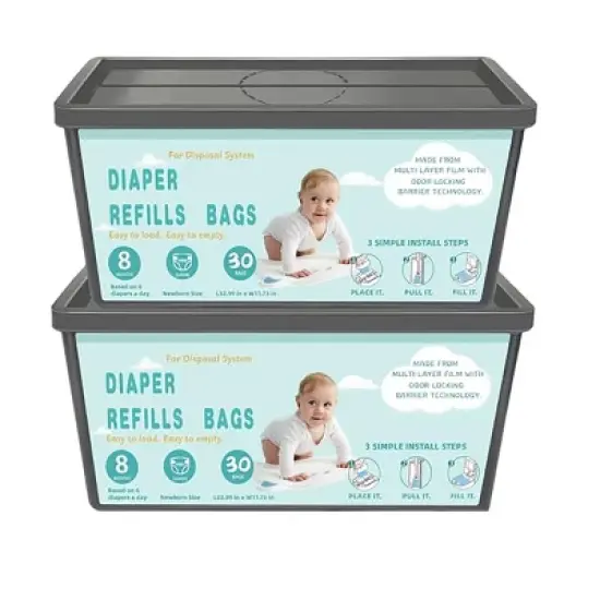 Itopfox Diaper Pail Refill Bags, 30 Count, Compatible with Easy Roll Signature & Platinum Pails, 7-Layer Odor Barrier image {7}