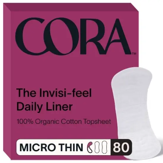 Cora Invisi-feel Daily Panty Liner Micro Thin Organic Cotton Topsheet - 80ct image {8}