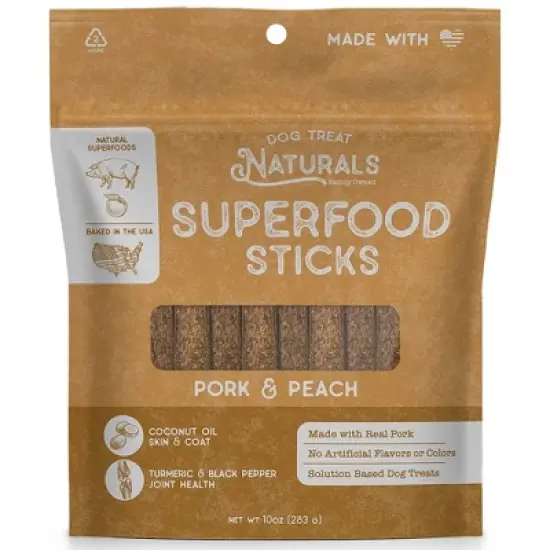 Dog Treat Naturals Superfood Sticks - Pork & Peach 10oz, All-Natural Pet Treats image {10}