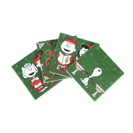 Peanuts Christmas Carolers 4-Pack Ceramic Coaster Set image {1}