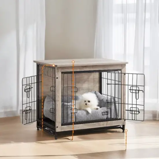 Feandrea Dog Crate Furniture, Modern Kennel for Dogs , Heavy-Duty Dog Cage with Multi-Purpose Removable Tray, Double-Door Dog House image {10}