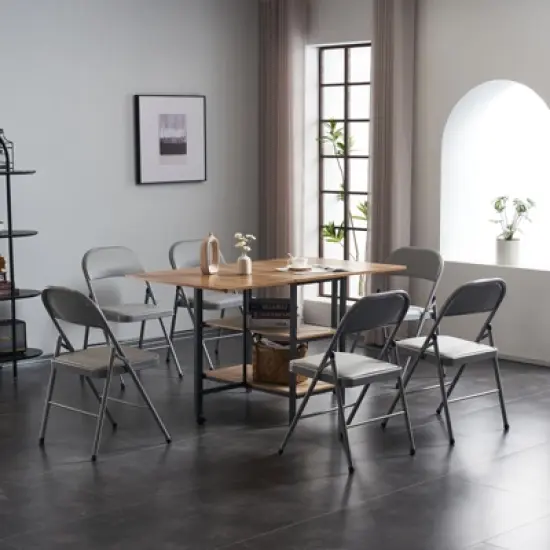 Sevobal Outdoor Portable Chairs 6PCS Foldable Soft Cushion Chair Set with PVC Seat for Living Room and Reception, Gray, 15.75"*17.72"*30.71" image {3}