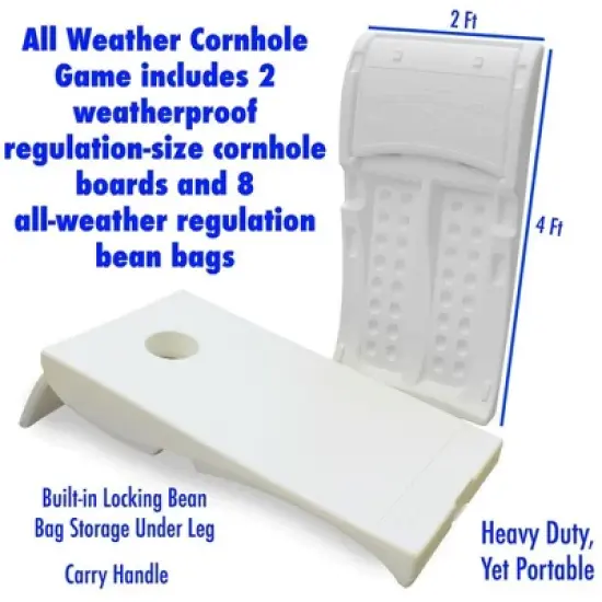 Driveway Games 2 by 4 Foot All Weather Indoor and Outdoor Portable Cornhole Boards with Locking Bag Storage and Bean Bags, White (2 Pack) image {4}