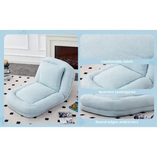 Folding Sofa Chair with 5 Adjustable Positions Plush Floor Lounge Chair for Gaming, Meditation, and Relaxation image {10}