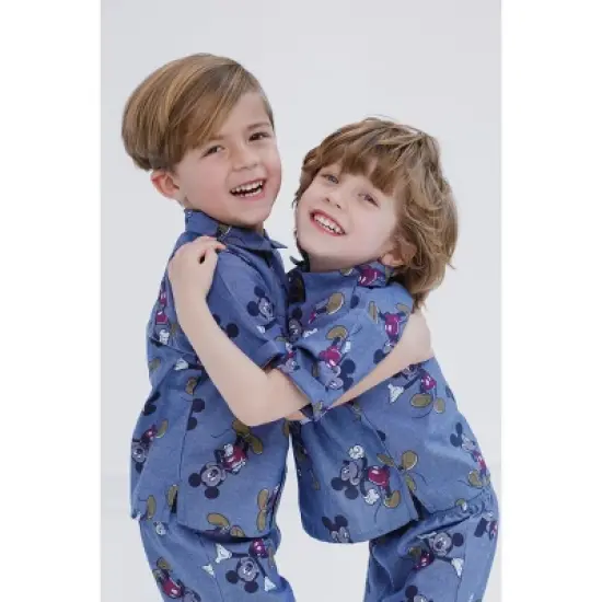 Disney Mickey Mouse Mickey Mouse Chambray Hawaiian Button Down Shirt Shorts Outfit Set Infant image {2}