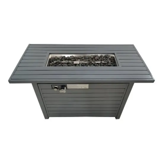 Living Source International 25'' H x 42'' W Steel Outdoor Fire Pit Table with Lid (Gray) image {3}