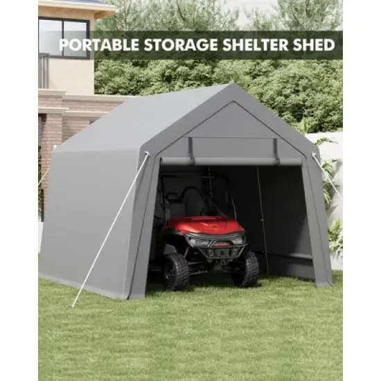Outdoor Storage Shed, Heavy-Duty Motorcycle Tent with Roll-Up Door, Waterproof & UV-Resistant Carport for Bike & Tools image {7}