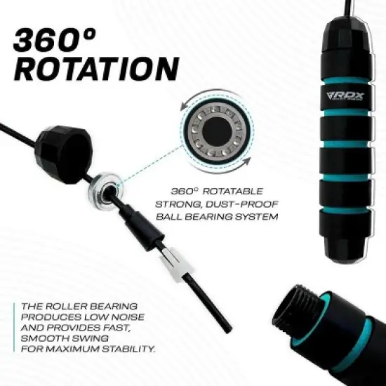 RDX Sports Skipping Rope with Soft Memory Foam Handles, 10.3FT Adjustable Tangle-Free PVC Coated Steel Jump Cable, Fat Burning Yoga Fitness MMA image {5}