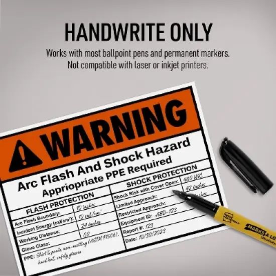 Avery Arc Flash/Shock Warning Labels, Waterproof, UV Resistant, Preprinted, Handwrite-Only, 3.5" x 5", 40 Warning Decal Labels image {3}