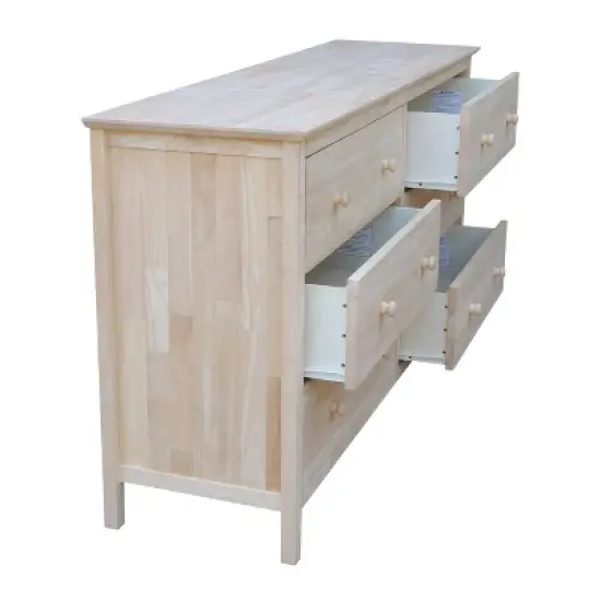 Dresser with 6 Drawers Unfinished - International Concepts image {7}