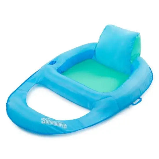 SwimWays Spring Float Premium Recliner Pool Lounger with Hyper-Flate Valve, Inflatable Pool Float, Blue image {6}