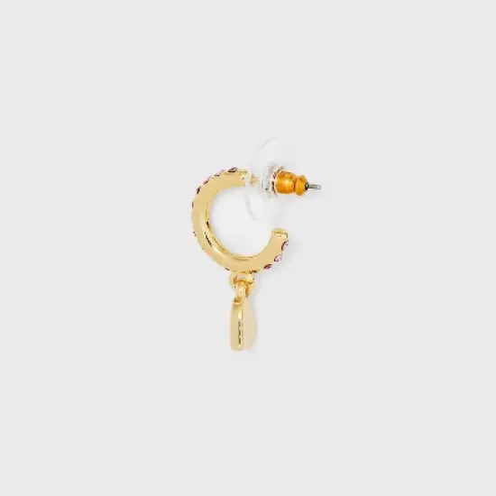 SUGARFIX by BaubleBar Safety Pin and Heart Statement Earrings - Gold/Red image {1}
