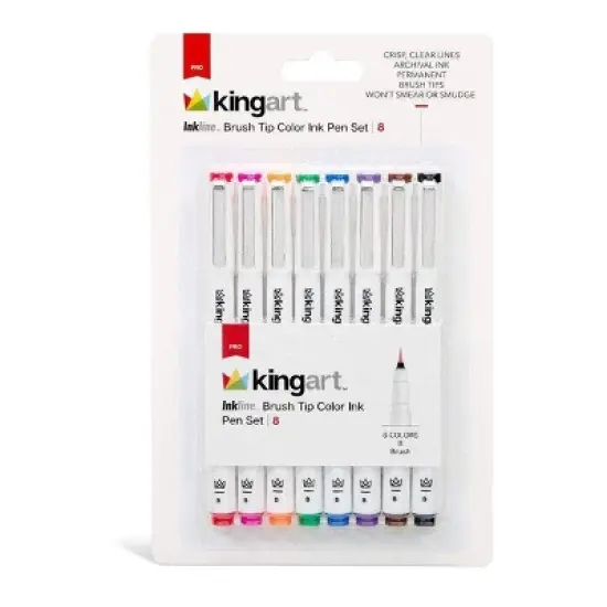 KINGART PRO Inkline Brush Tip Pens, 8 Colors image {12}