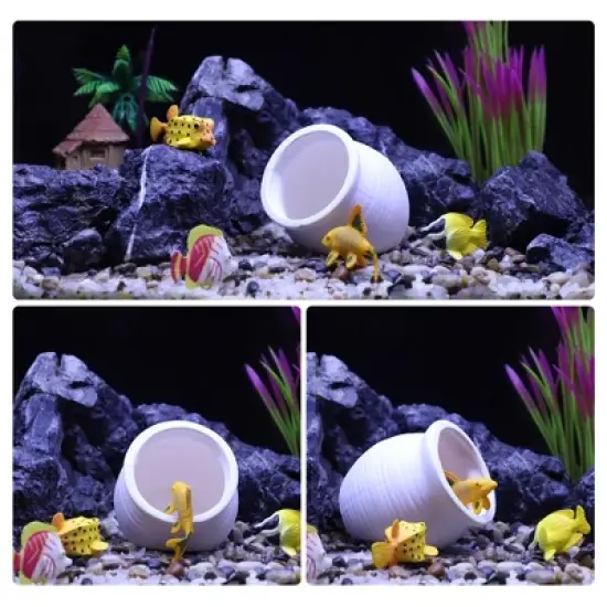 Unique Bargains Ceramic Aquarium Hideaway Rock Cave Fish Tank Decoration White 3.19"x3.11" image {3}