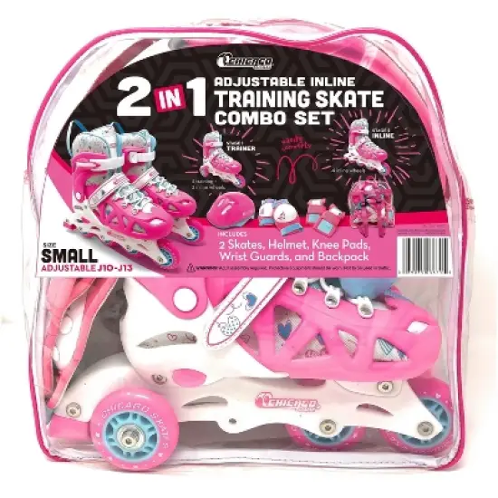 Chicago Skates Training Kids' Roller Skate Combo Set - Pink/White image {1}
