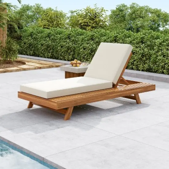 Christopher Knight Home Dawn Patio Rustic Acacia Wood Adjustable Chaise Lounge with Water-Resistant Cushion image {9}