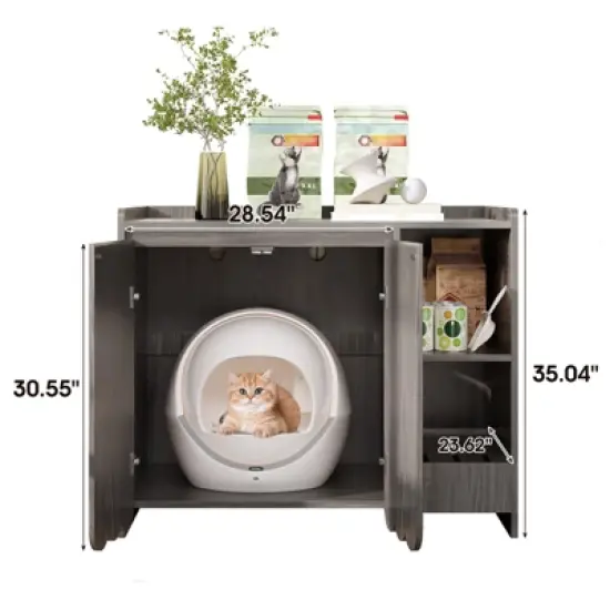 Cat Litter Box Enclosure, Hidden Litter Box Furniture with Removable Litter Collector image {3}