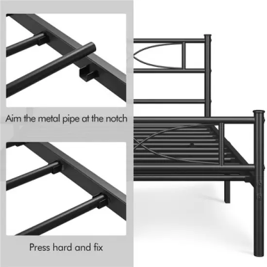 Yaheetech Simple Metal Bed Frame with Curved Design Headboard and Footboard image {4}