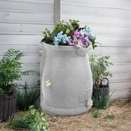Good Ideas Rain Wizard Plastic Resin Urn, 50 Gallon Rain Barrel, Light Granite and Good Ideas Rain Wizard Rain Barrel Stand, Adds Room for Buckets image {5}