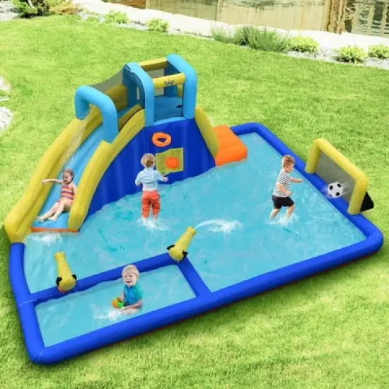 Costway Inflatable Water Slide Climbing Bounce House Splash Pool w/ 735W Blower image {1}