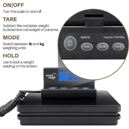 Smart Weigh Digital Shipping and Postal Weight Scale, 110 lbs x 0.1 oz, UPS USPS Post Office Scale image {2}