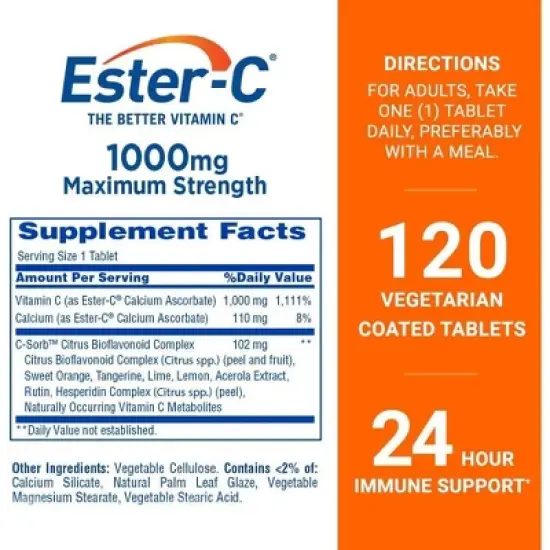 Ester-C Vitamin C, 1000 mg, Tablets - 120 Count image {1}