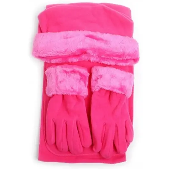 Women's Solid Fleece 3-Piece gloves scarf Hat Winter Set, 1 Pack Or 2 Pack image {7}