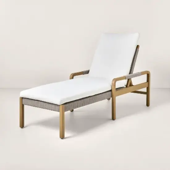 Wood & Rope Outdoor Patio Adjustable Chaise Lounge - Hearth & Hand&trade; with Magnolia: Pool Lounge Chair, Weather-Resistant image {8}
