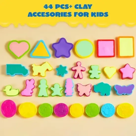 Joyfy 44 Pieces Clay Tools Set for Kids, Clay Accessories Tool Kit - Including Plastic Molds, Rolling Pins, and Cutters for Creative Play image {3}