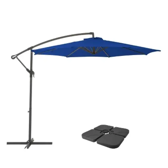 9.5' UV Resistant Offset Cantilever Patio Umbrella with Base Weights - CorLiving image {11}