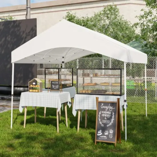 EAGLE PEAK 10x10 Easy Setup Pop Up Canopy w/Gable Roof, White image {10}