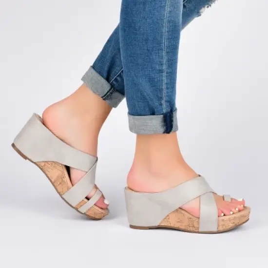 Journee Collection Womens Rayna Tru Comfort Foam Wedge Heel Slip On Sandals image {8}